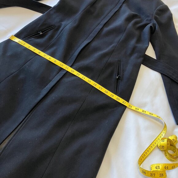 Kensie | Long Black Dress Coat Overcoat with Zipper/ Belt Closure | Size M - Picture 13 of 16